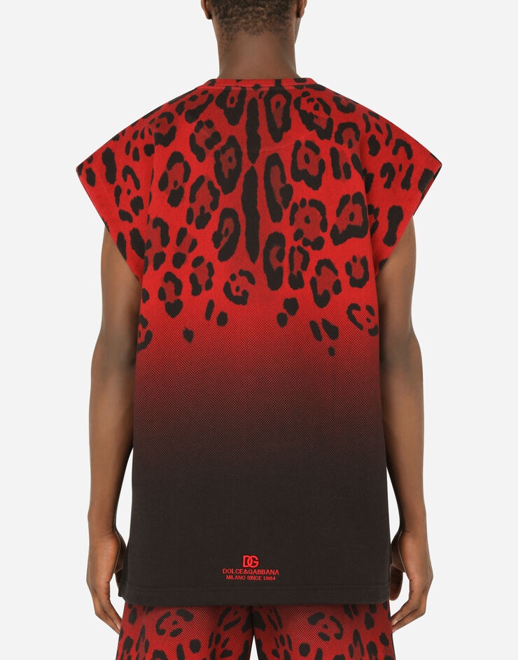 Leopard-print jersey singlet with DG embroidery - 2