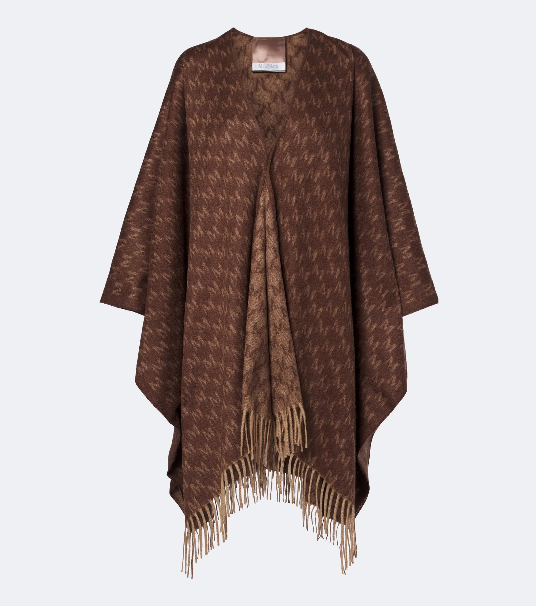 Fringed camel hair shawl - 1