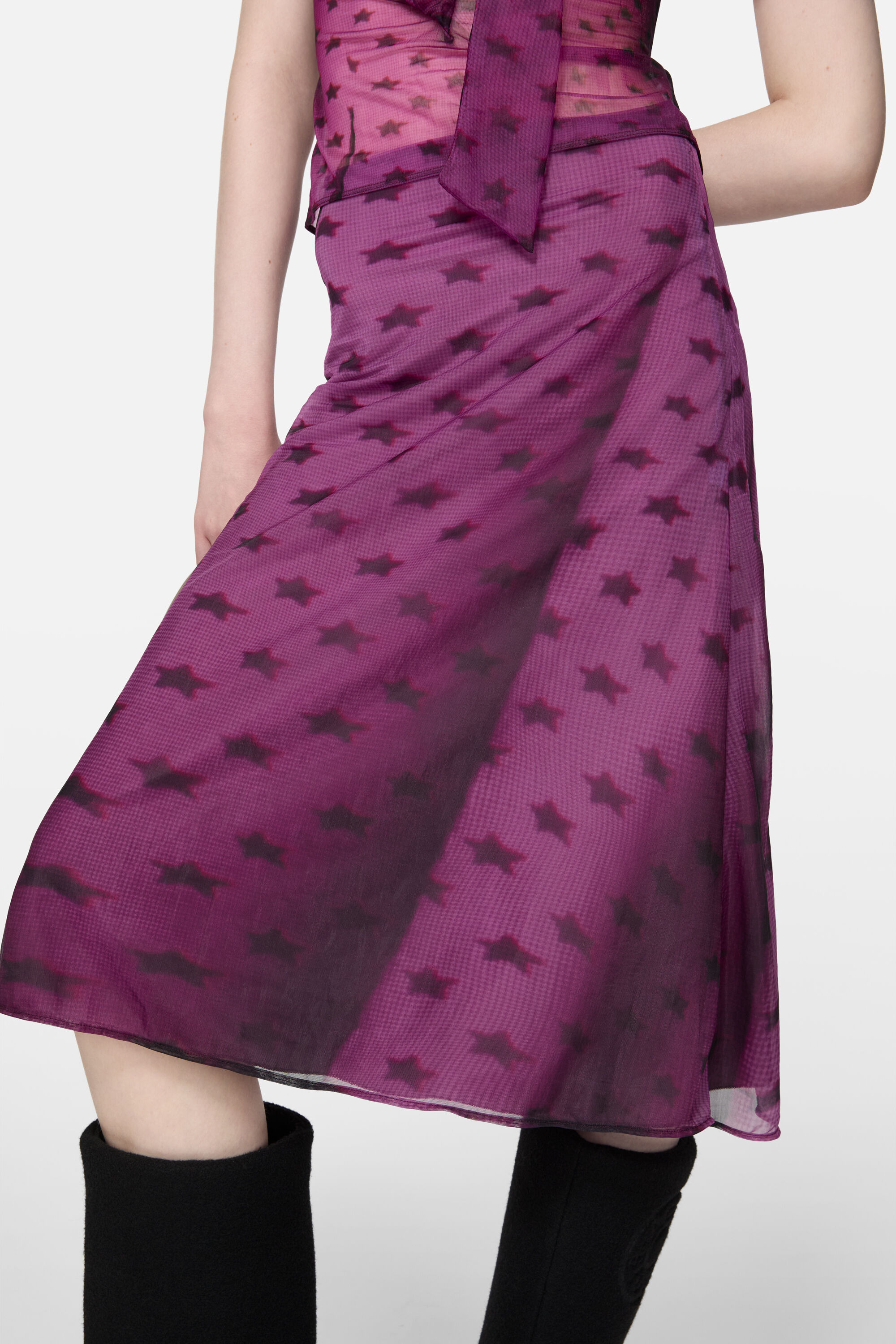 Midi print skirt - Bright purple - 4