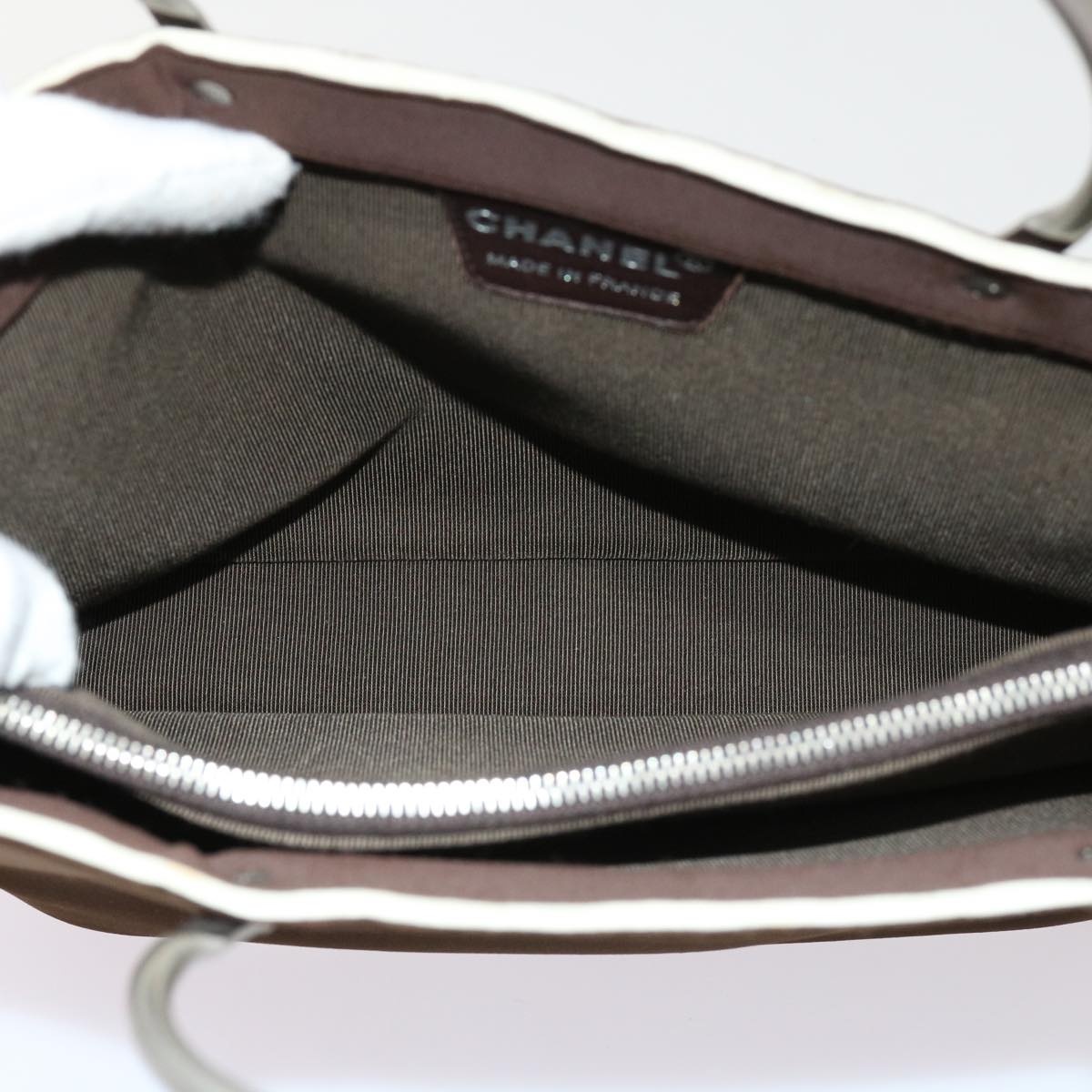 CHANEL Hand Bag Nylon Brown CC - 13