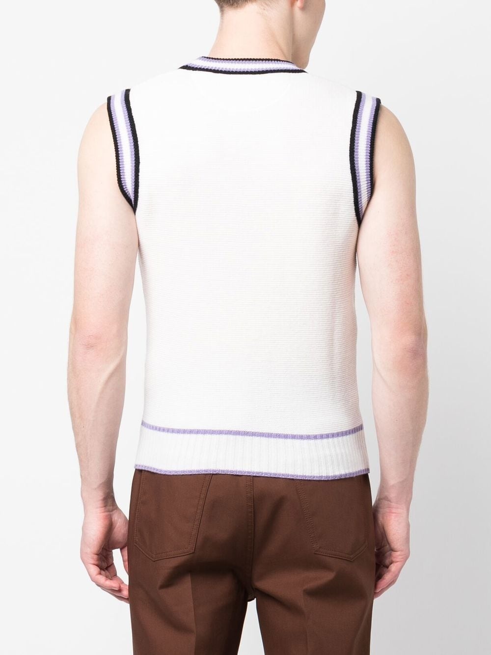logo-embroidered knit vest - 4