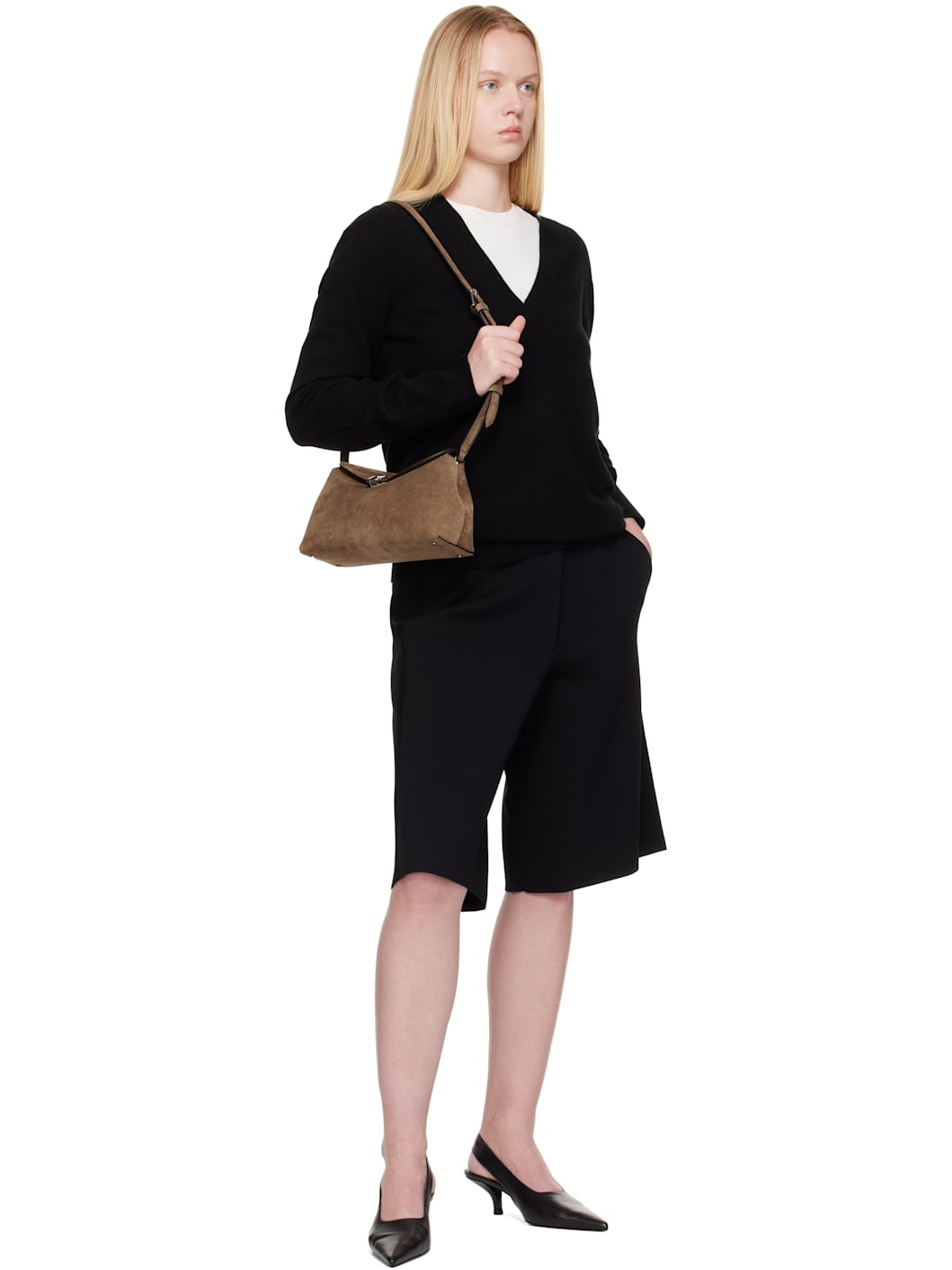 Taupe T-Lock Suede Clutch - 4