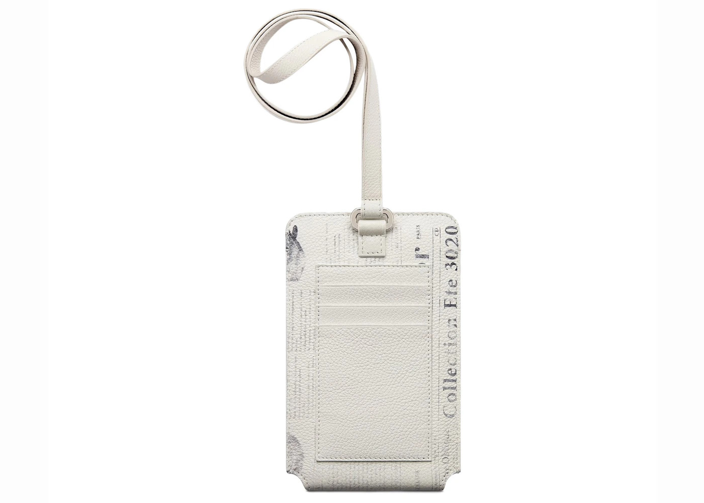 Dior x Daniel Arsham Phone Holder Newspaper Print Grained Calfskin White - 2