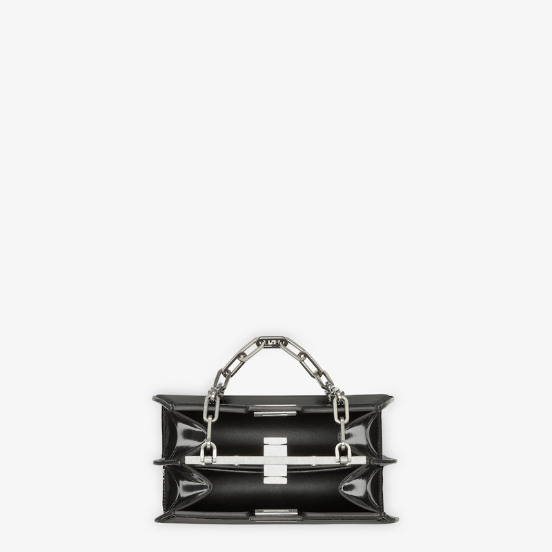 Compact Peekaboo Cut bag made of black leather. A new evolution of the Peekaboo ISeeU, it has a stri 4