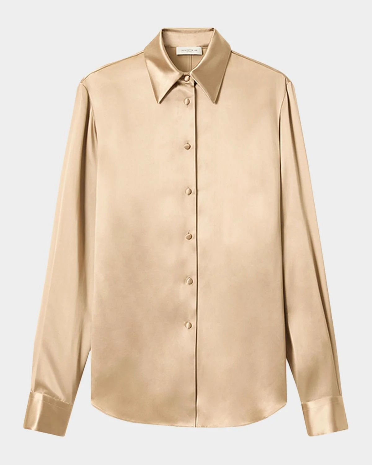 Cinched Button-Down Shiny Viscose Blouse - 1
