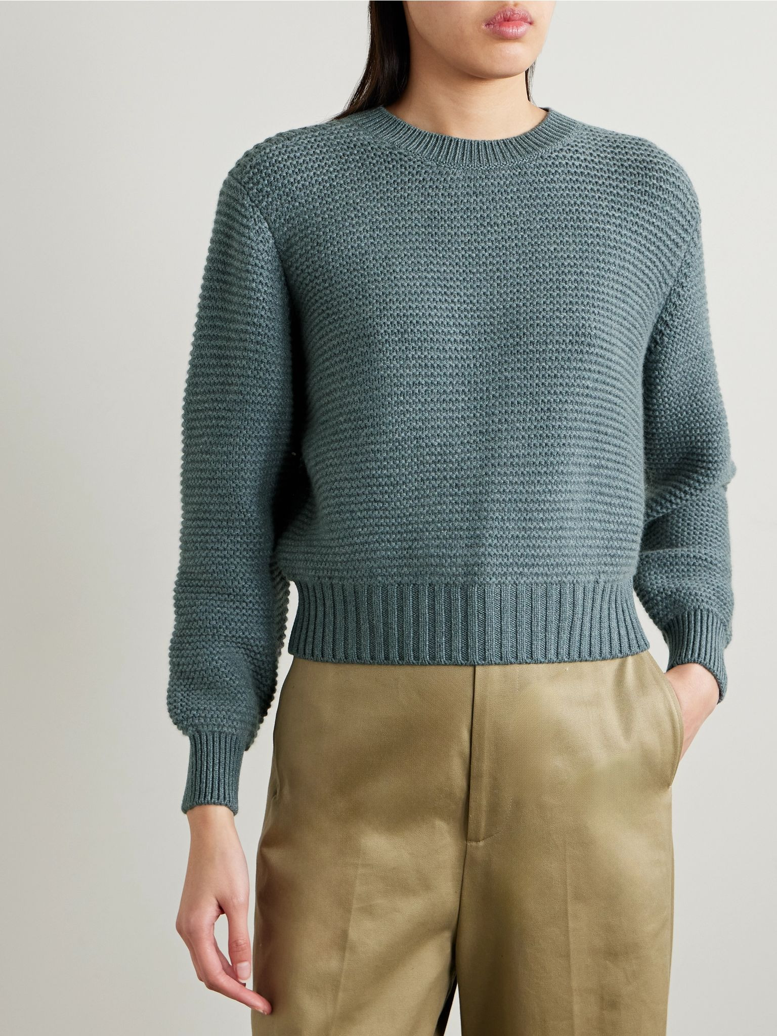 Ashi cropped ribbed cashmere sweater Blue - 3