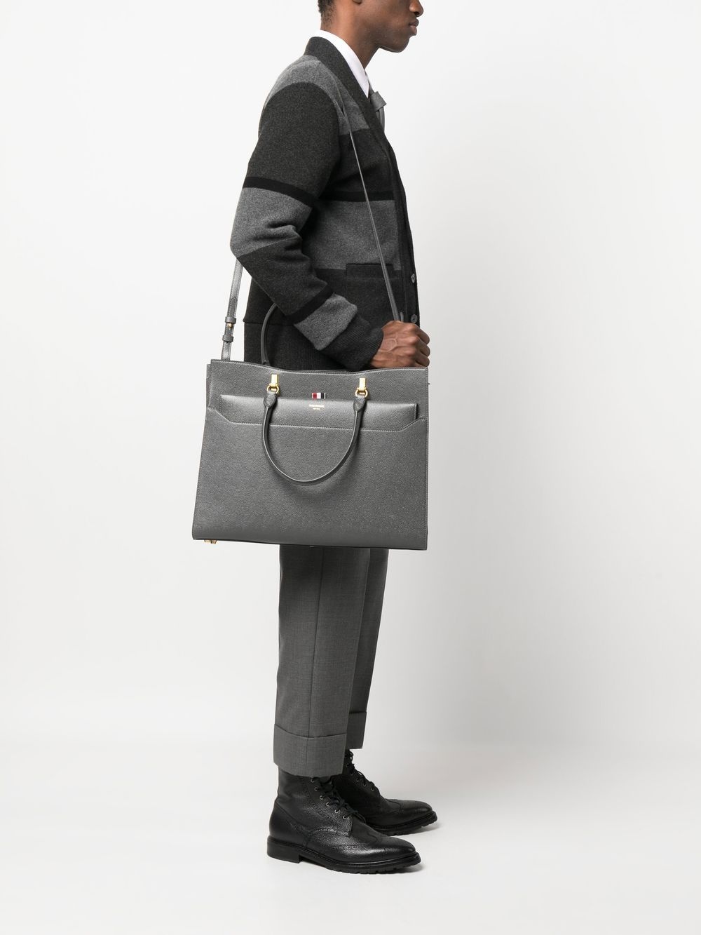 pebble grain leather tote bag - 2