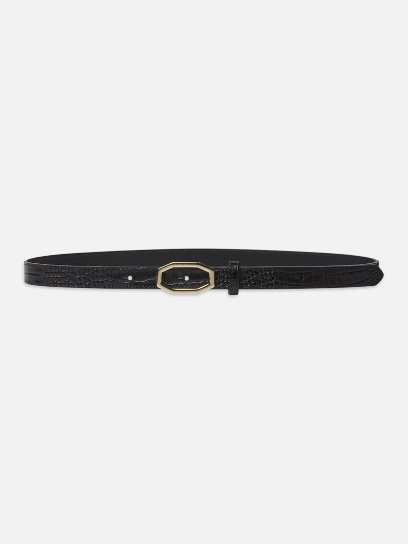 Geometric Buckle Belt in Black Croc 1