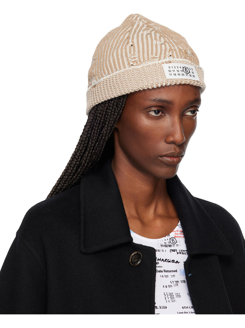 MM6 Maison Margiela Beige Amended Optical Ribs Beanie outlook