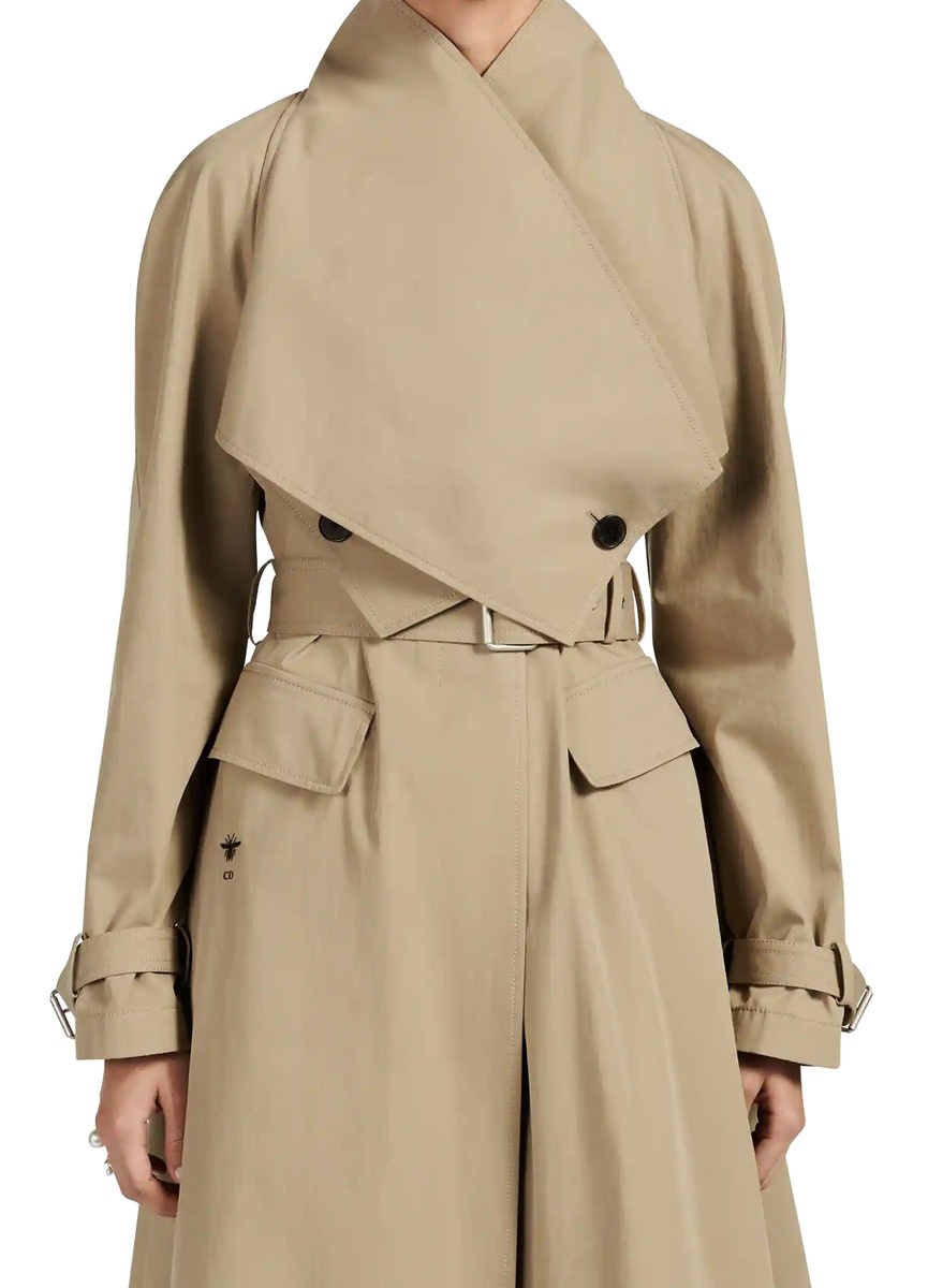 【DIOR】 Belted Trench Coat with Criss Cross Collar Dior Belted Trench Coat with Criss Cross Collar | 24s