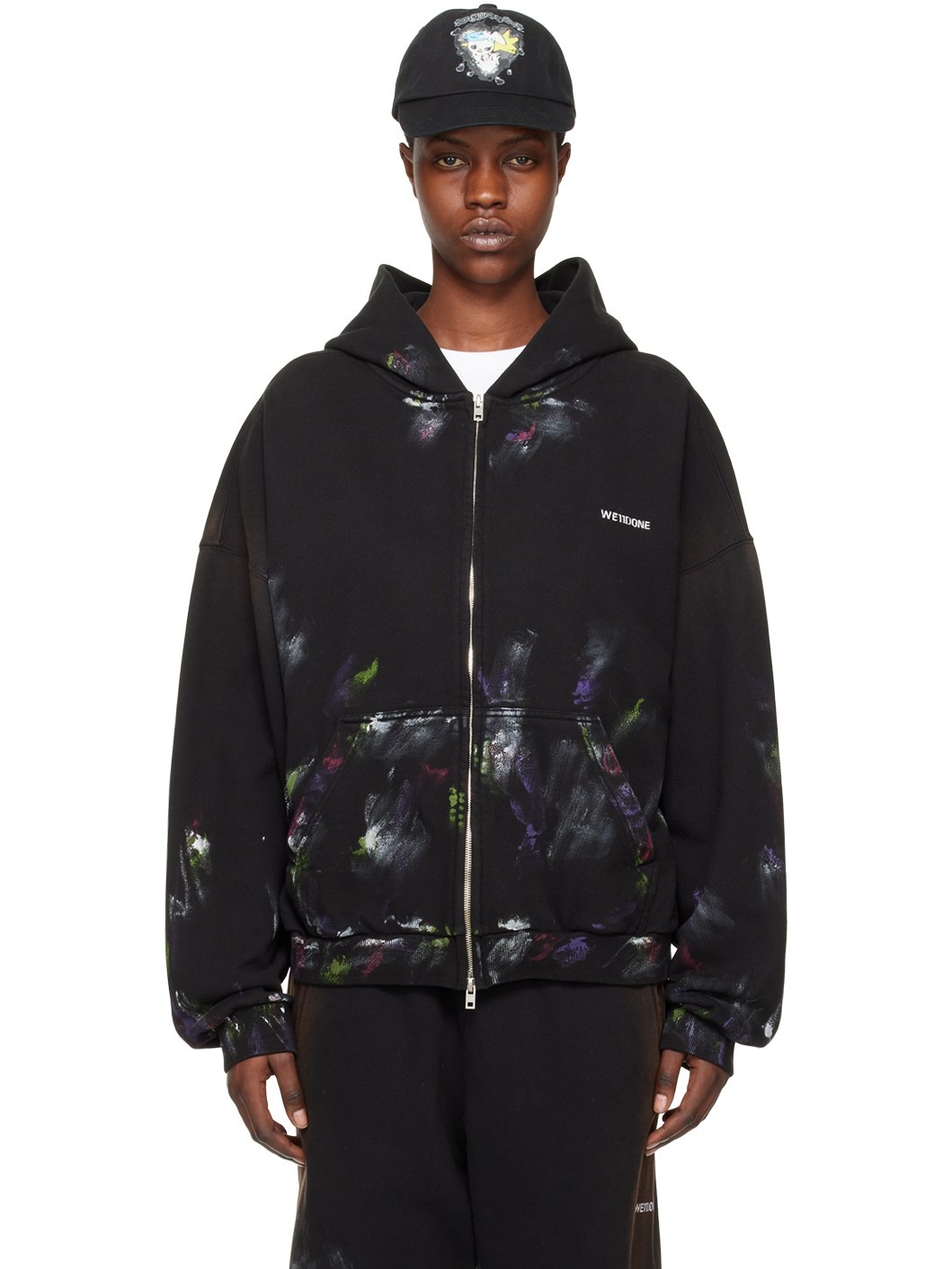 Black Painted Hoodie - 1