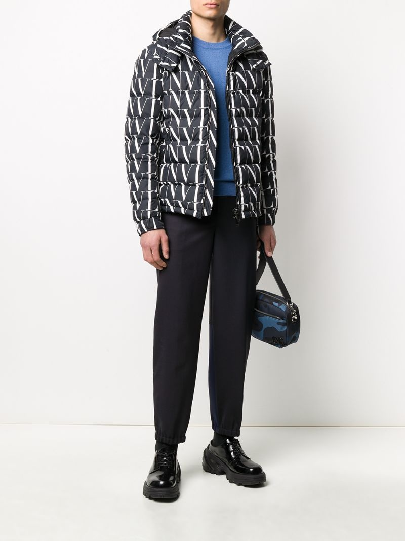 VLTN print hooded down jacket - 2