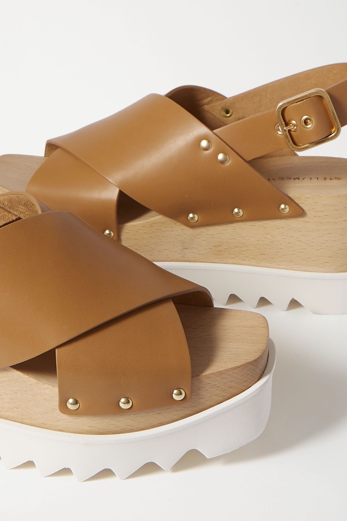 Studded vegetarian leather platform sandals - 5