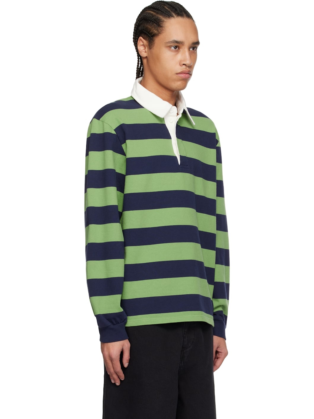 Green & Navy Striped Rugby Polo - 2