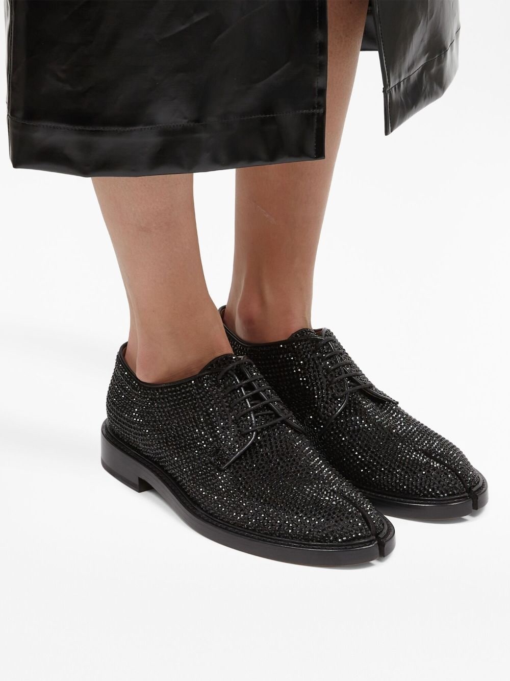 rhinestone split-toe lace-up shoes - 6