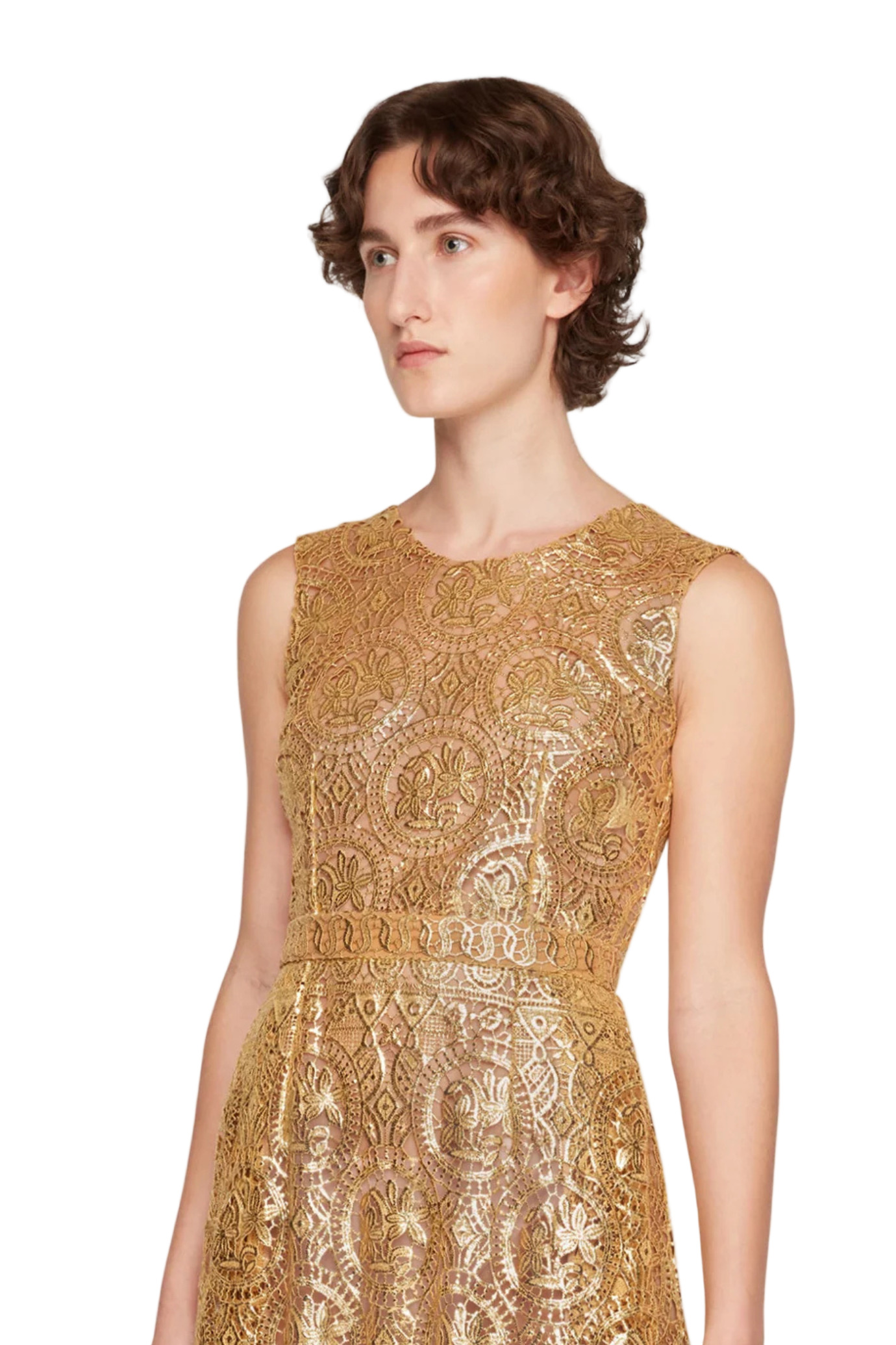 TORRES DRESS IN GOLD FOILED GUIPURE - 3