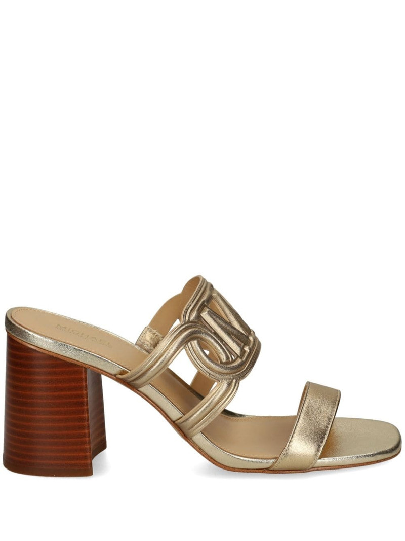 logo-patch leather sandals 1