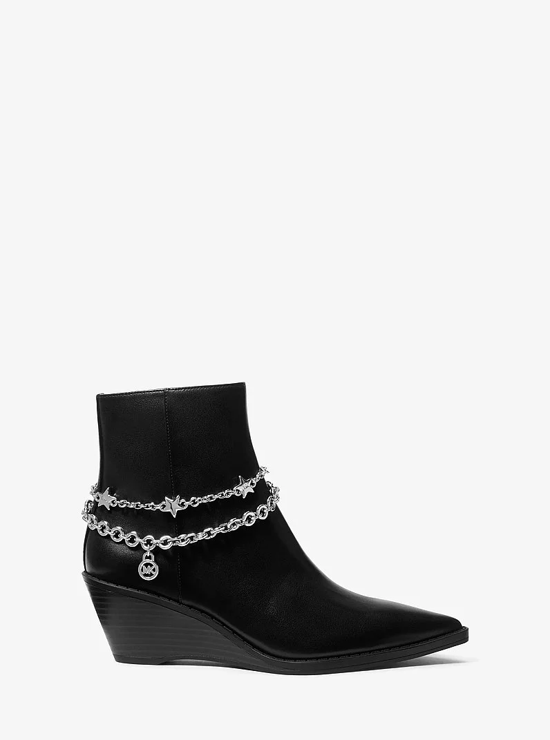 Austin Embellished Leather Wedge Boot - 1