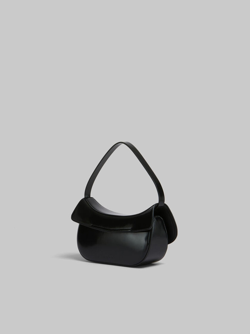 BLACK LEATHER BUTTERFLY MEDIUM HOBO BAG 3