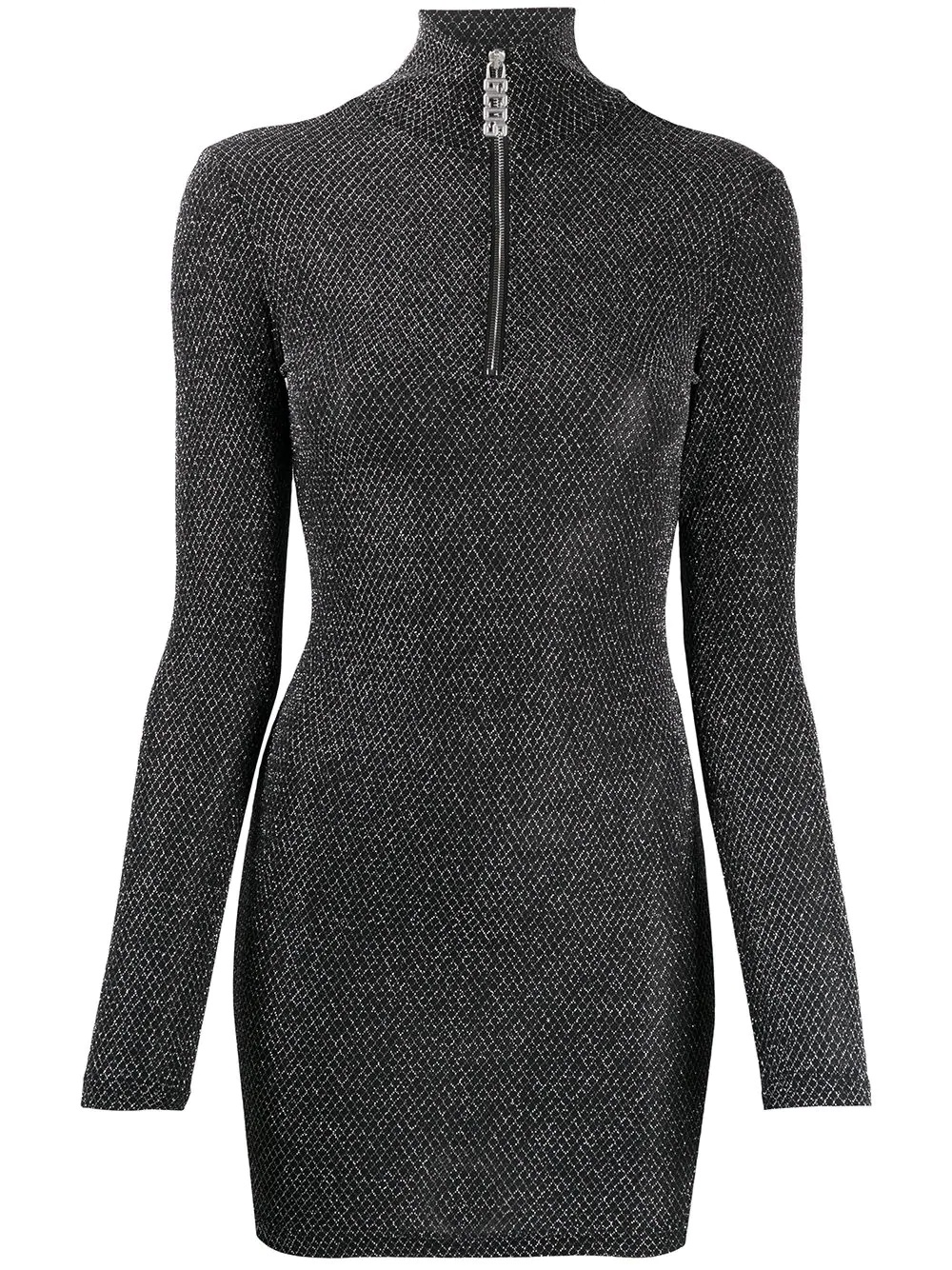 knitted funnel neck dress - 1