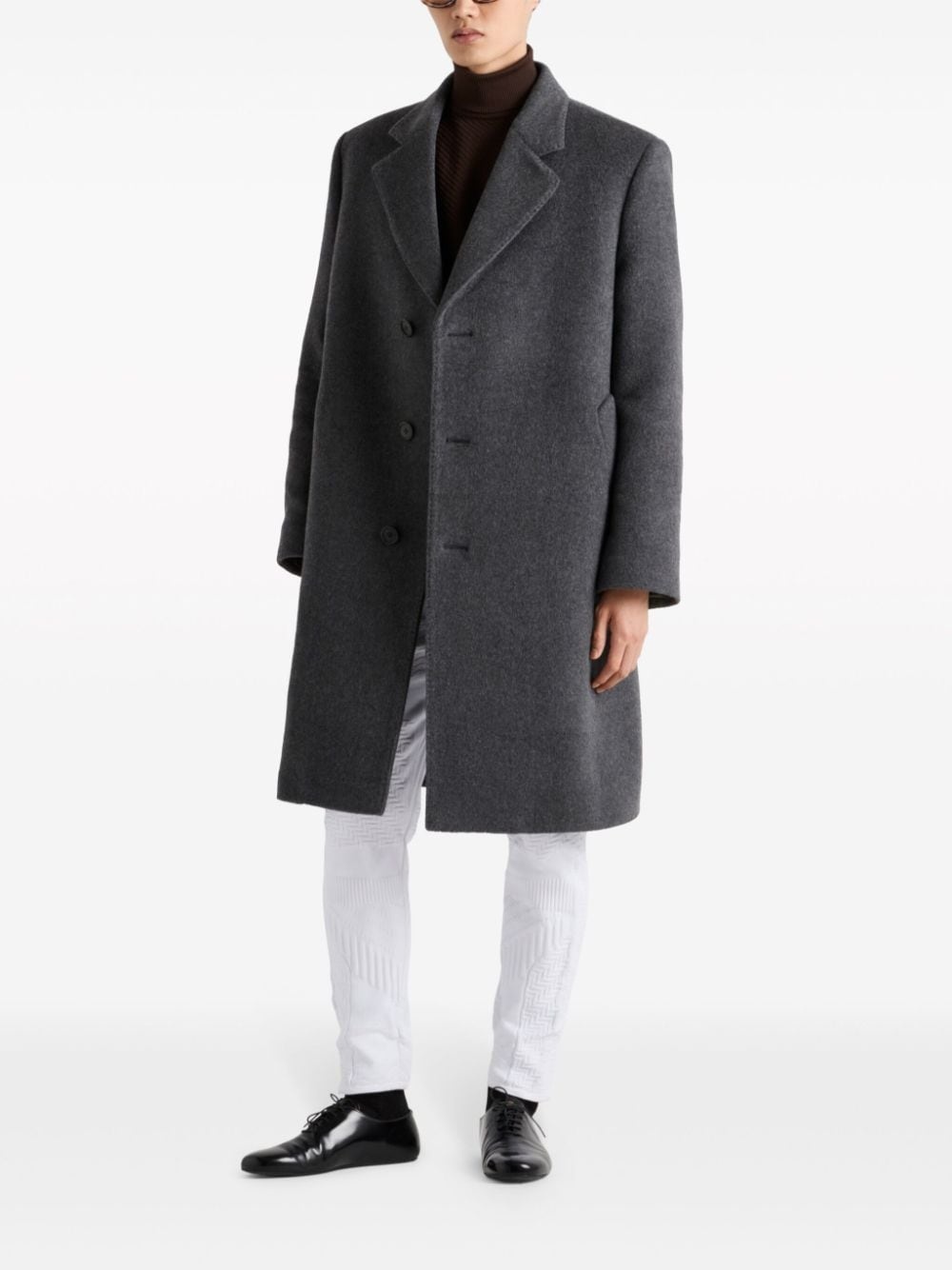 single-breasted wool coat - 2