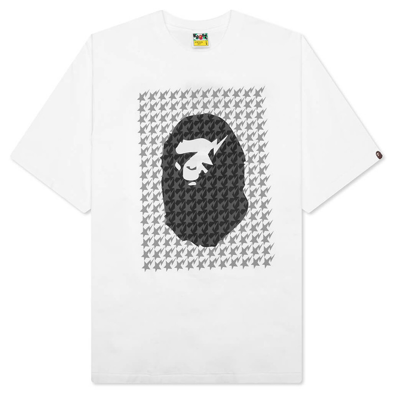 STA HOUNDSTOOTH APE HEAD TEE - WHITE/BLACK - 1