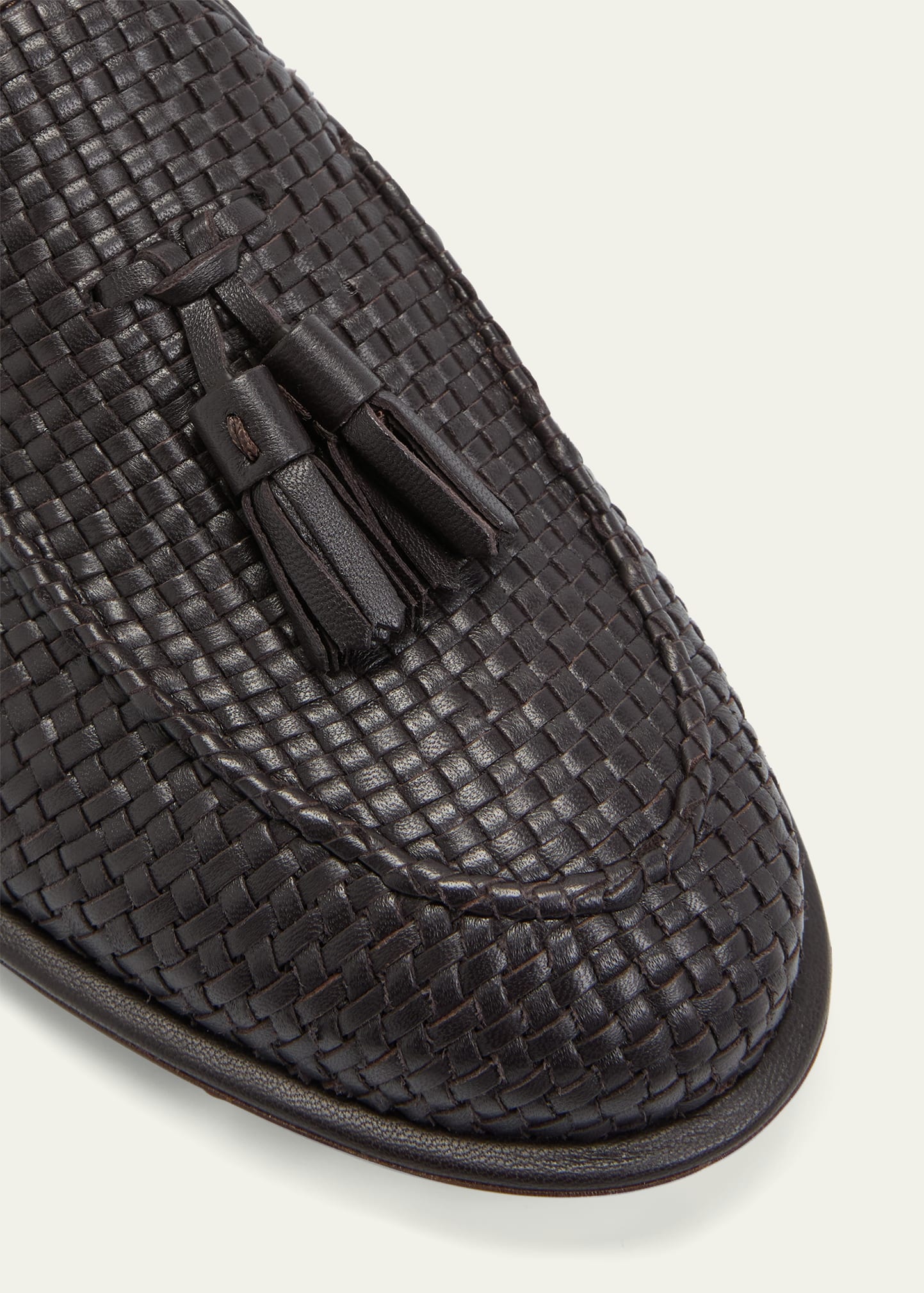 Men's Woven Leather Tassel Loafers - 3