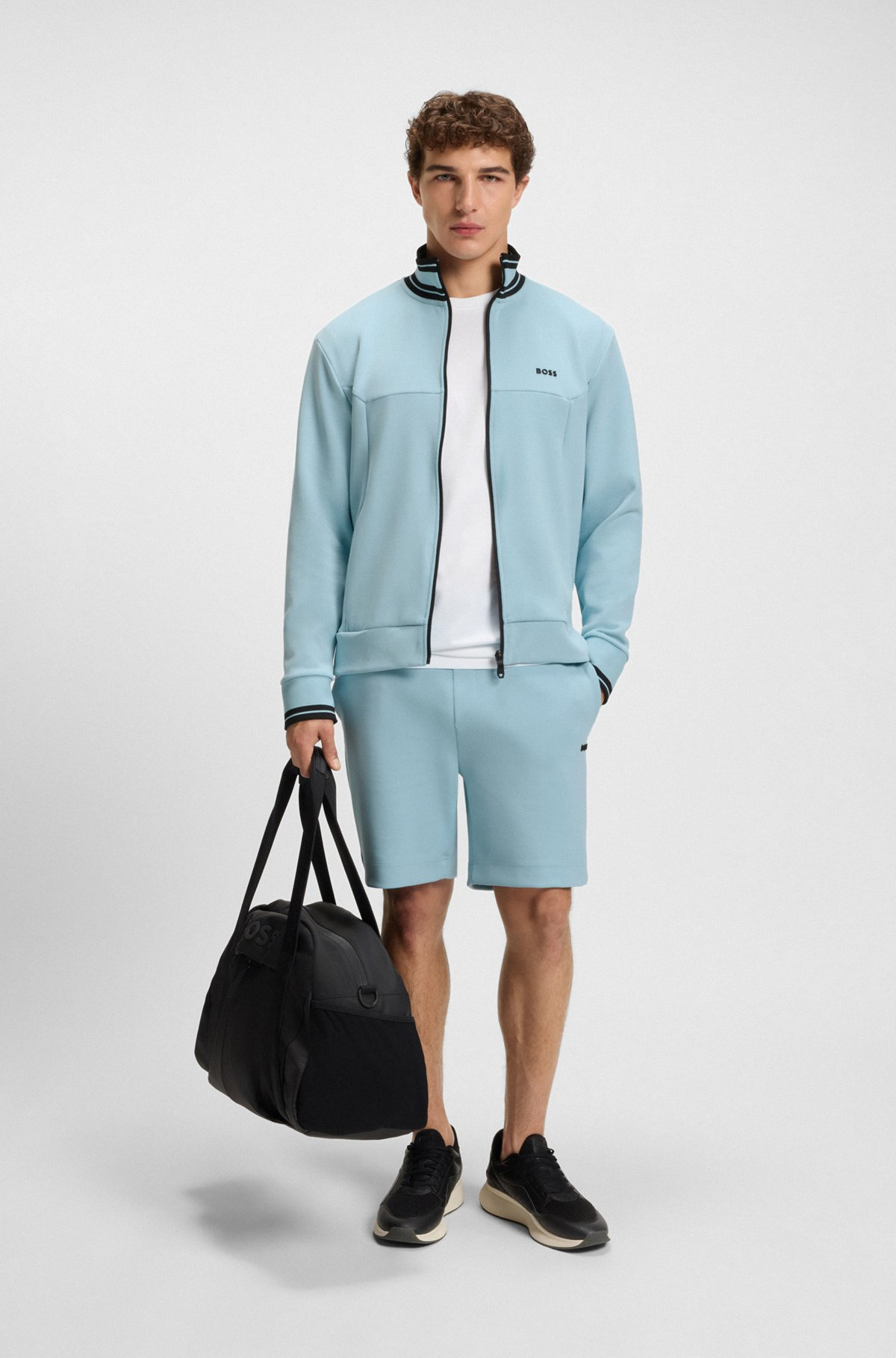 ZIP-UP SWEATSHIRT WITH STRIPED TRIMS - 4