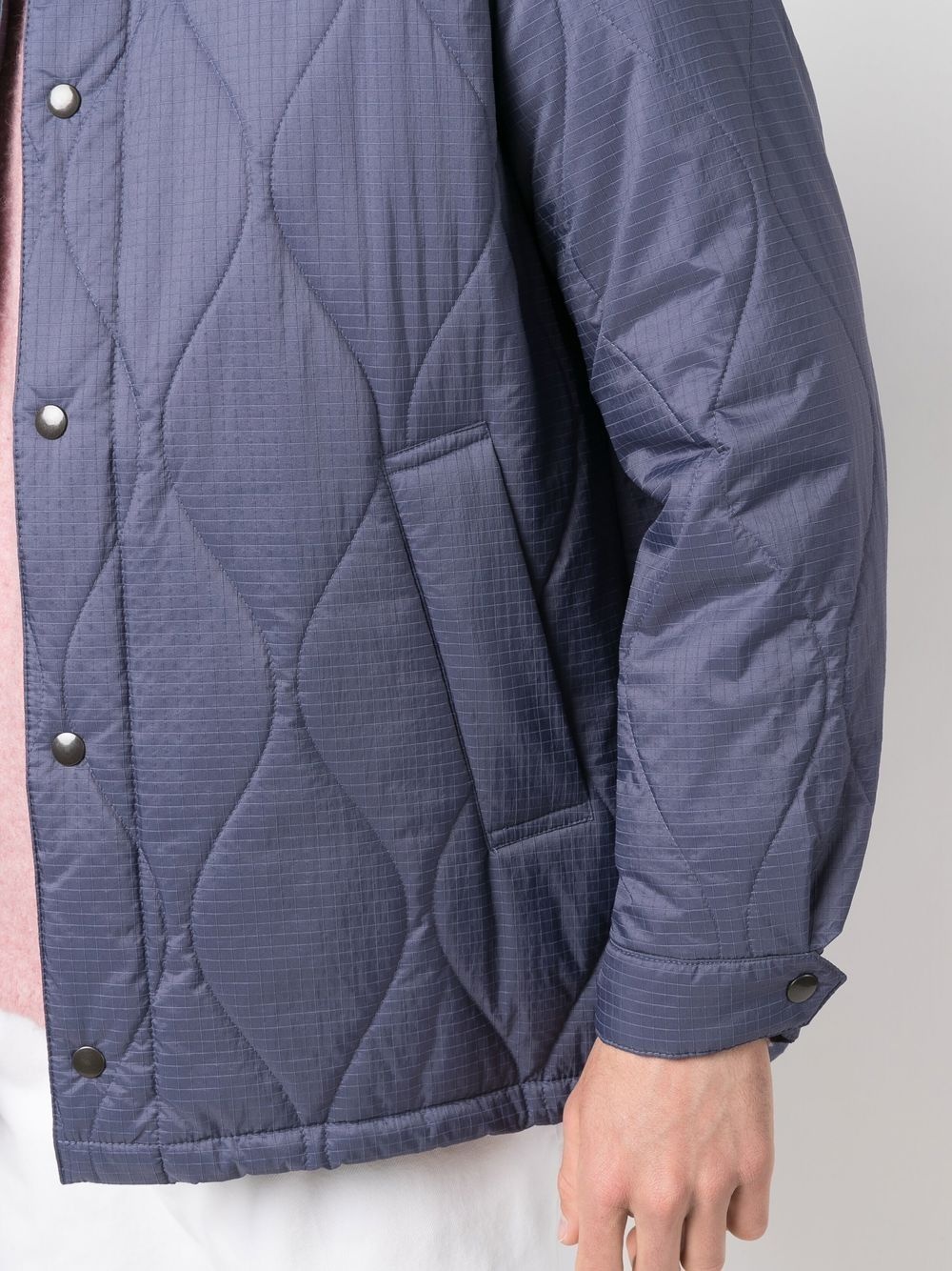 TEEMING Navy Nylon Quilted Coach Jacket - 5