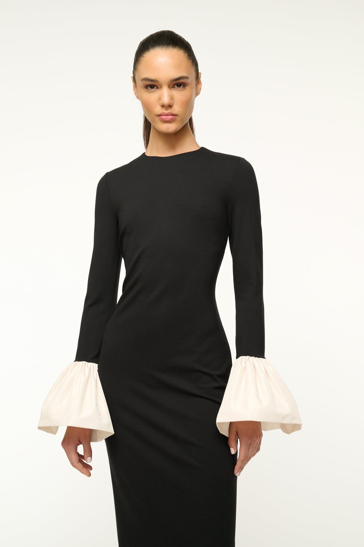 STAUD STAUD HAWTHORNE MAXI DRESS BLACK IVORY | REVERSIBLE