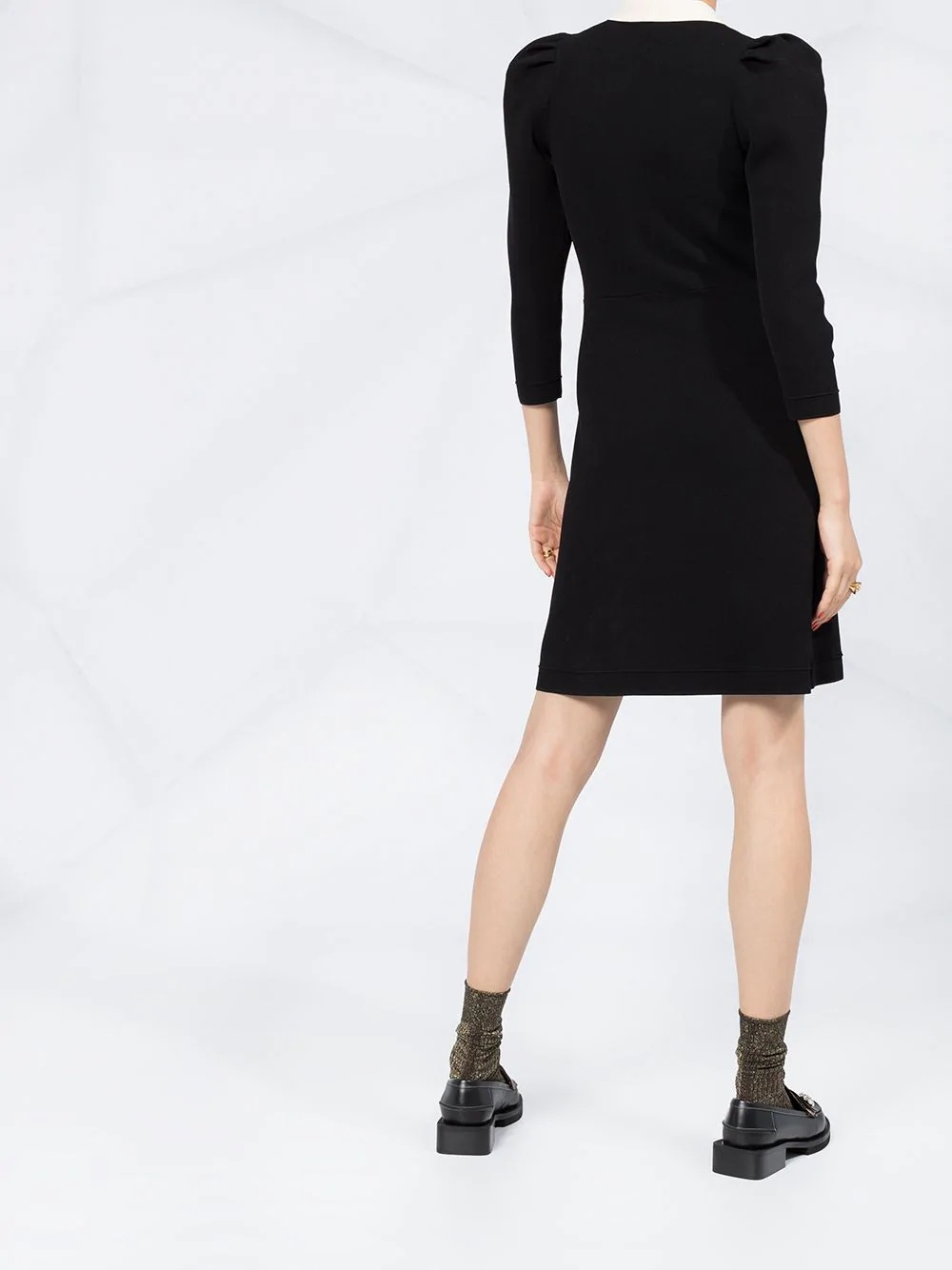 contrast collar A-line dress - 4