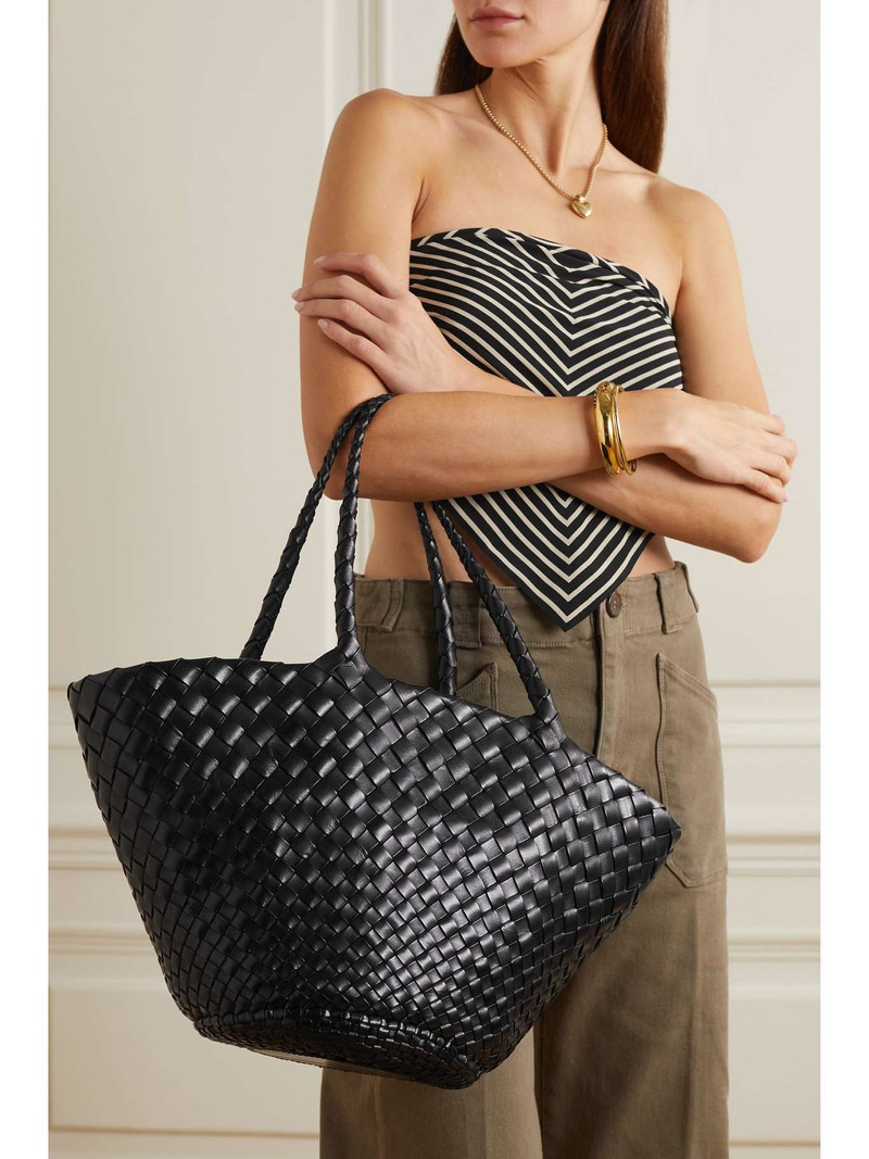 DRAGON DIFFUSION Egola woven leather tote Black outlook