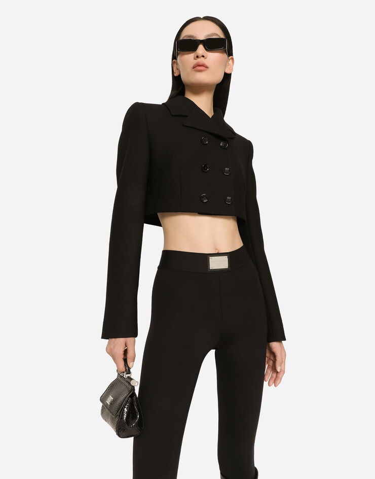 Short double-breasted twill jacket - 4
