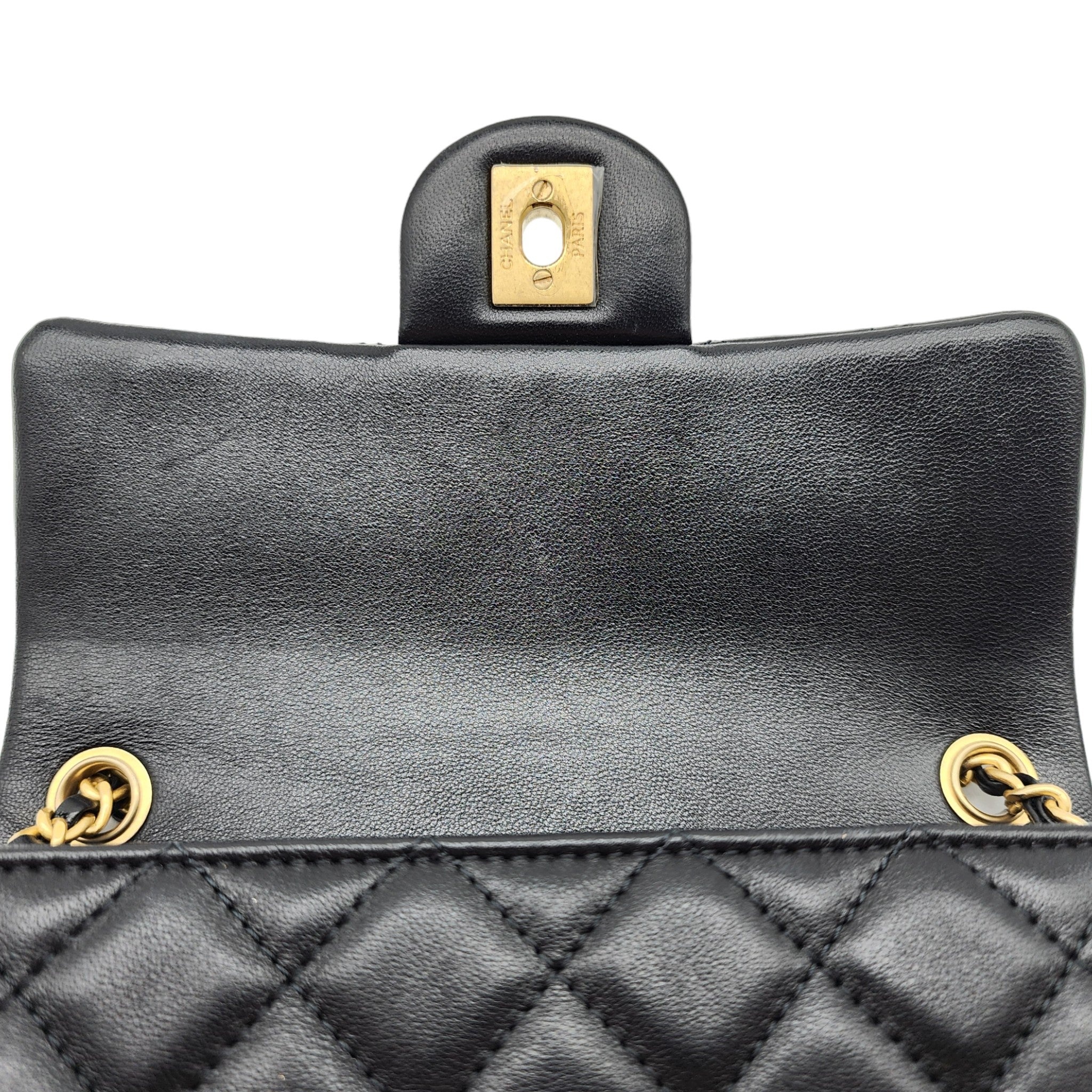 Chanel Quilted Lambskin Leather Pearl Crush Mini Flap Bag in Black - 8