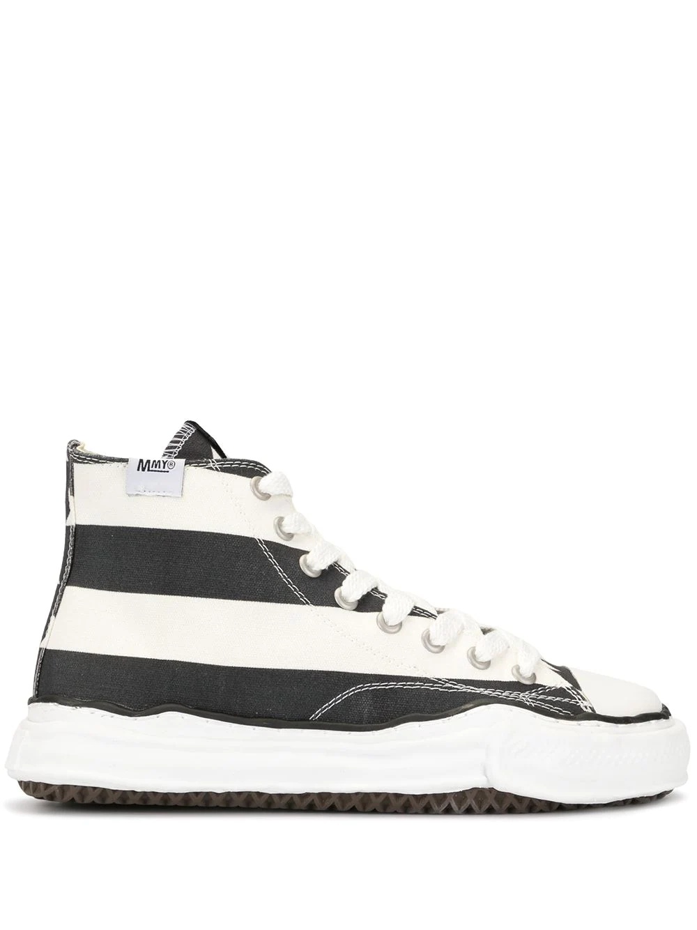 striped hi-top sneakers - 1