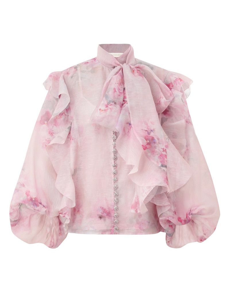 CRUSH TIE NECK RUFFLE 블라우스 1