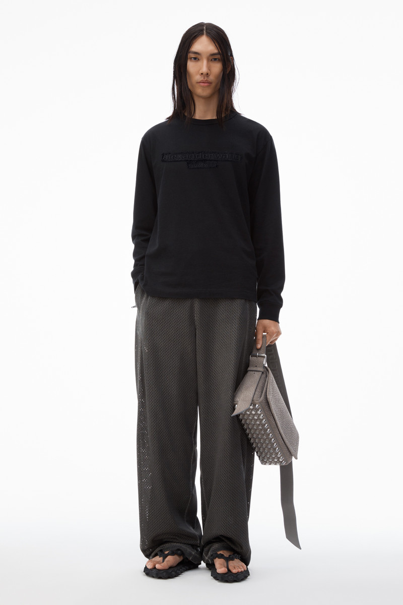 Alexander Wang Unisex Long-Sleeve Tee with Distressed Logo in Cotton Jersey outlook