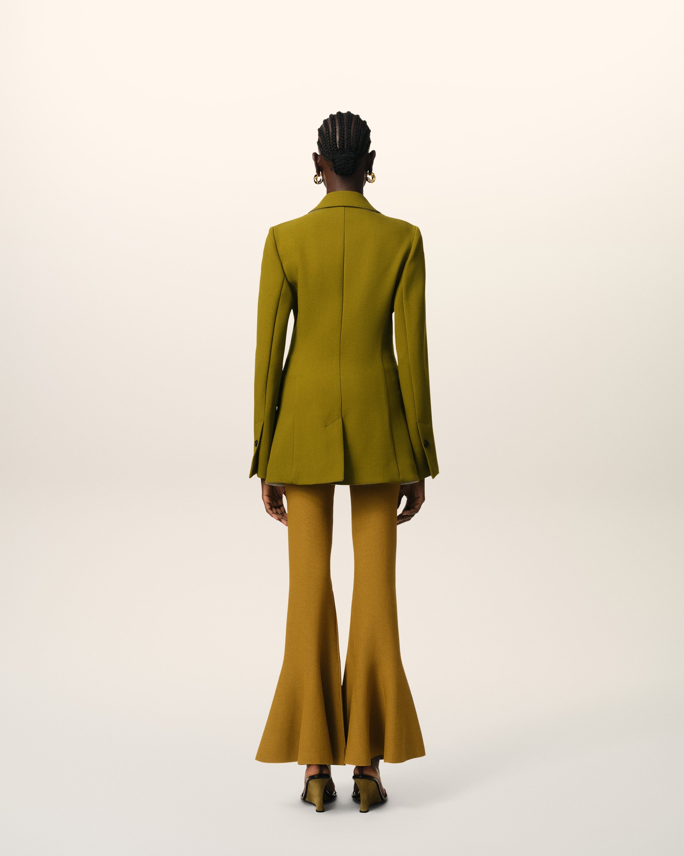 KHAKI WOOL TWO BUTTONS FITTED JACKET - 4