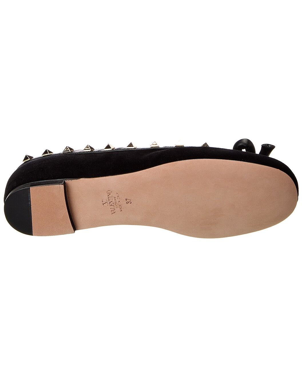 Valentino Rockstud Velvet & Leather Flat - 4