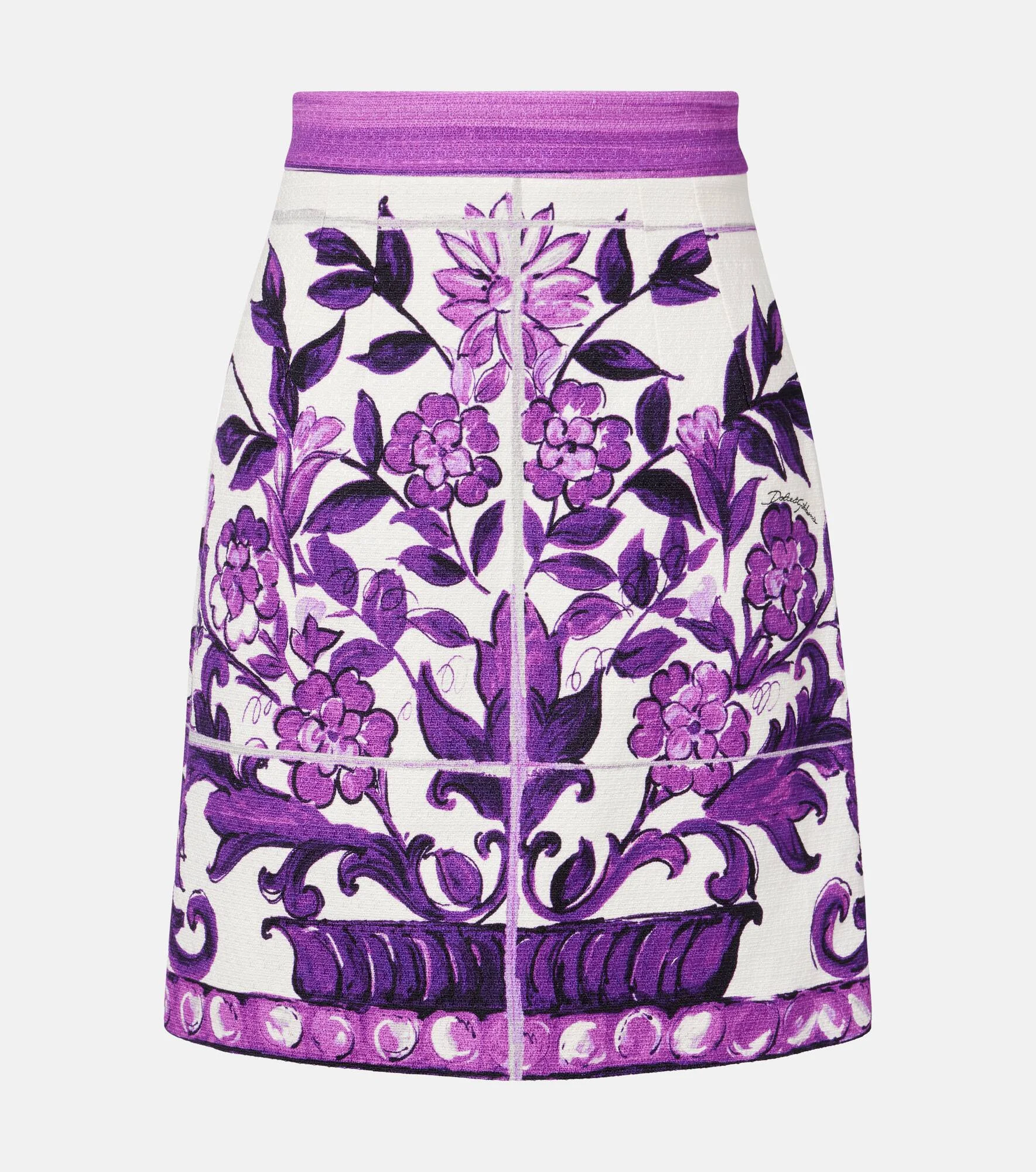 Majolica cotton and linen-blend miniskirt - 1