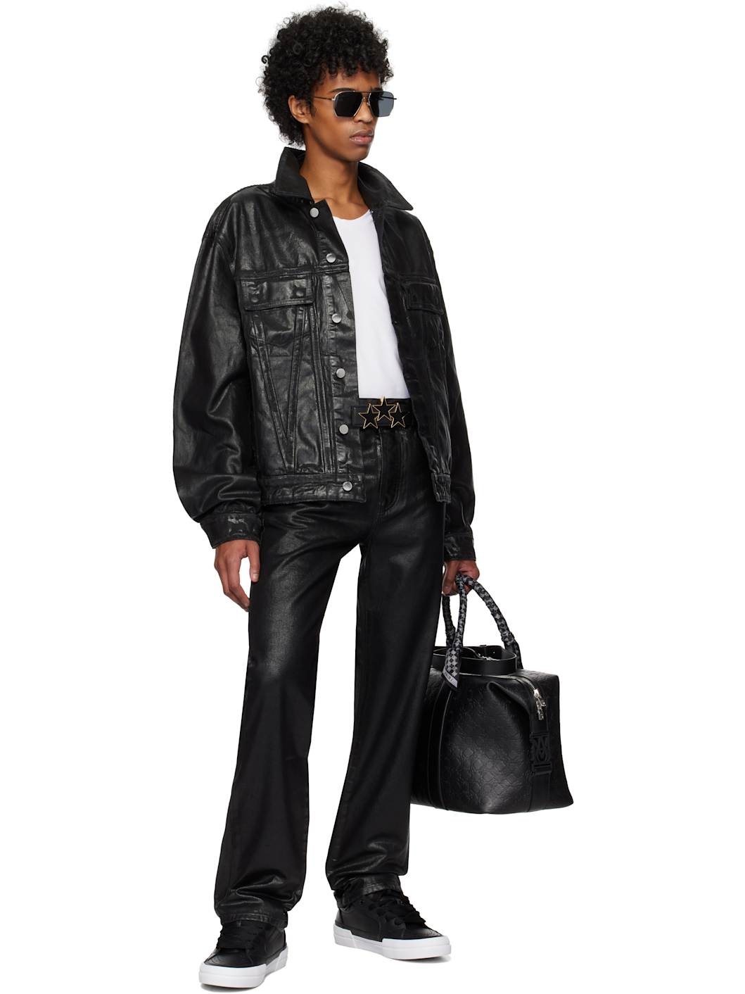 Black Waxed MA Quad Straight Jeans - 5