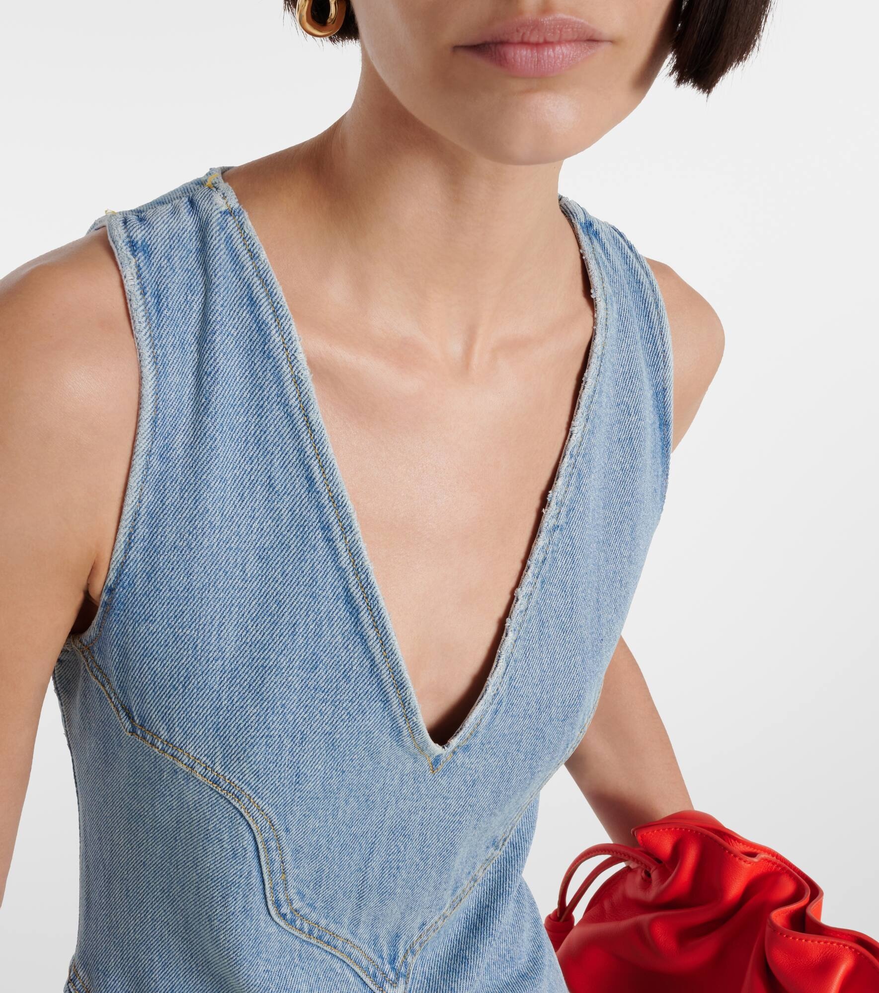 Western denim midi dress - 4