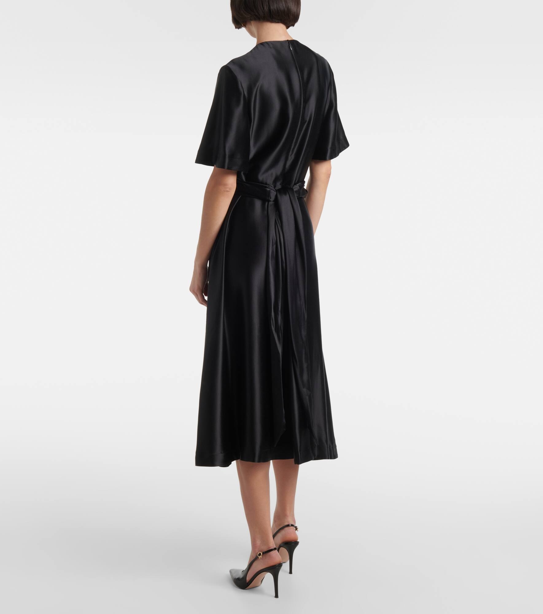 Honey belted silk satin midi dress - 3