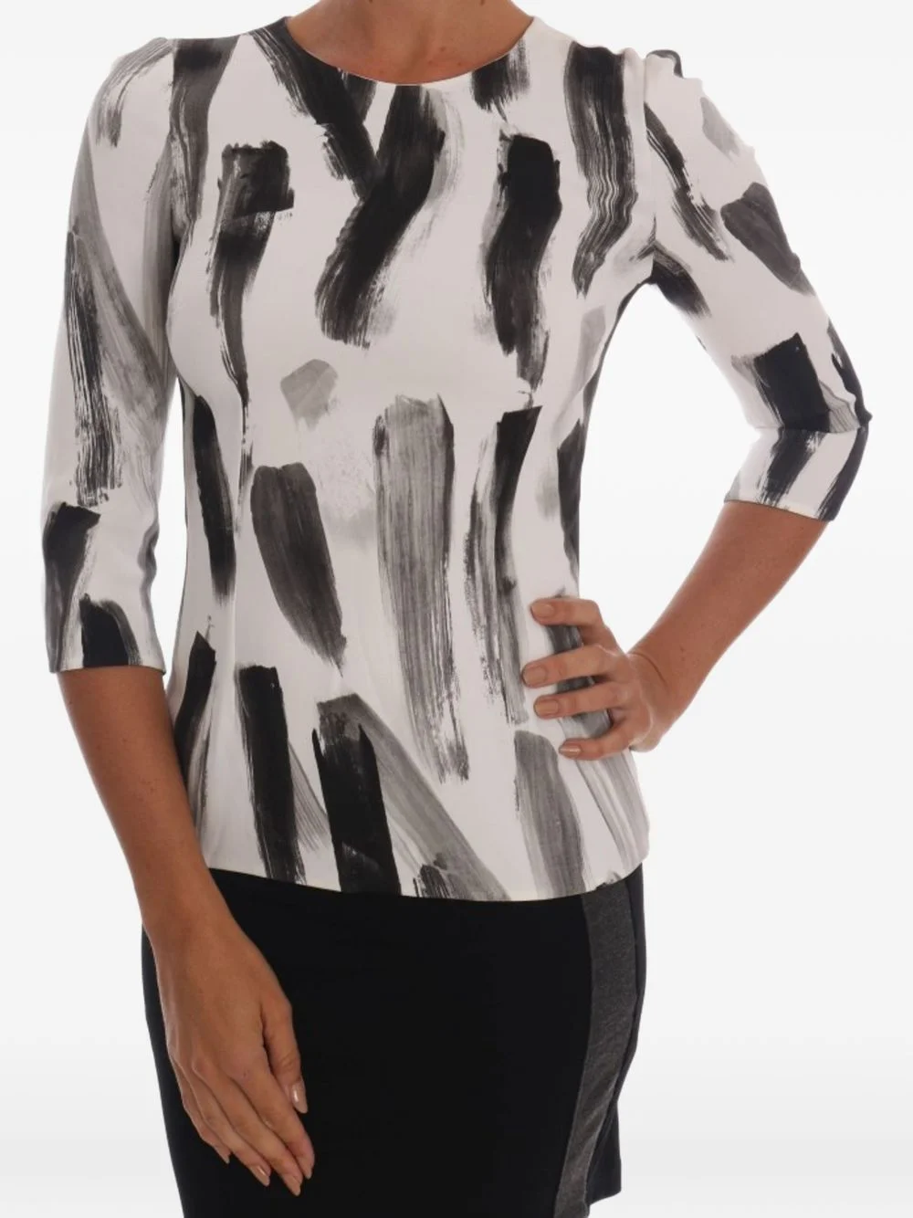 abstract brushstroke-print blouse - 1