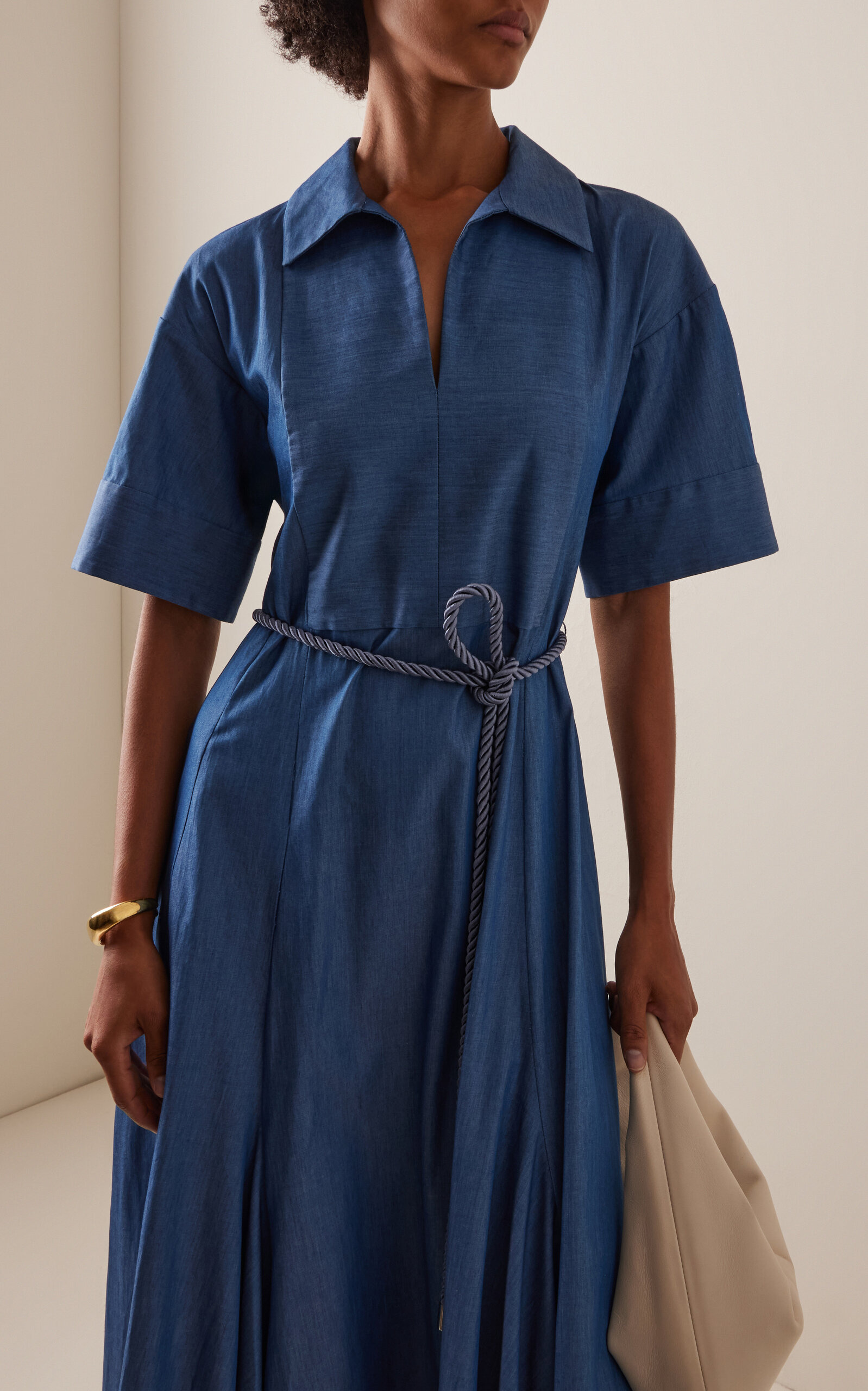 Chambray Caftan Shirt Dress blue - 3