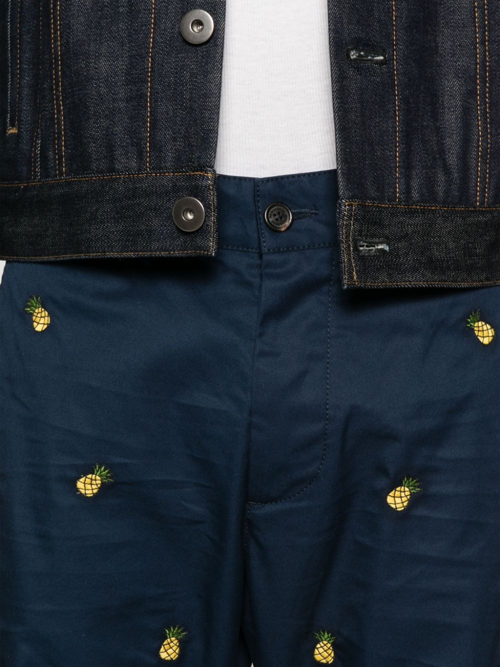 pineapple-embroidered tapered trousers - 5