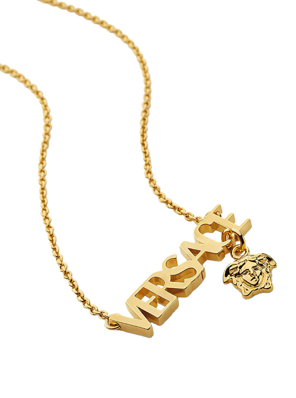 Versace Men Metallic Necklace With Logo Lettering Pendant And Medusa Pendant In Metal Man - 2