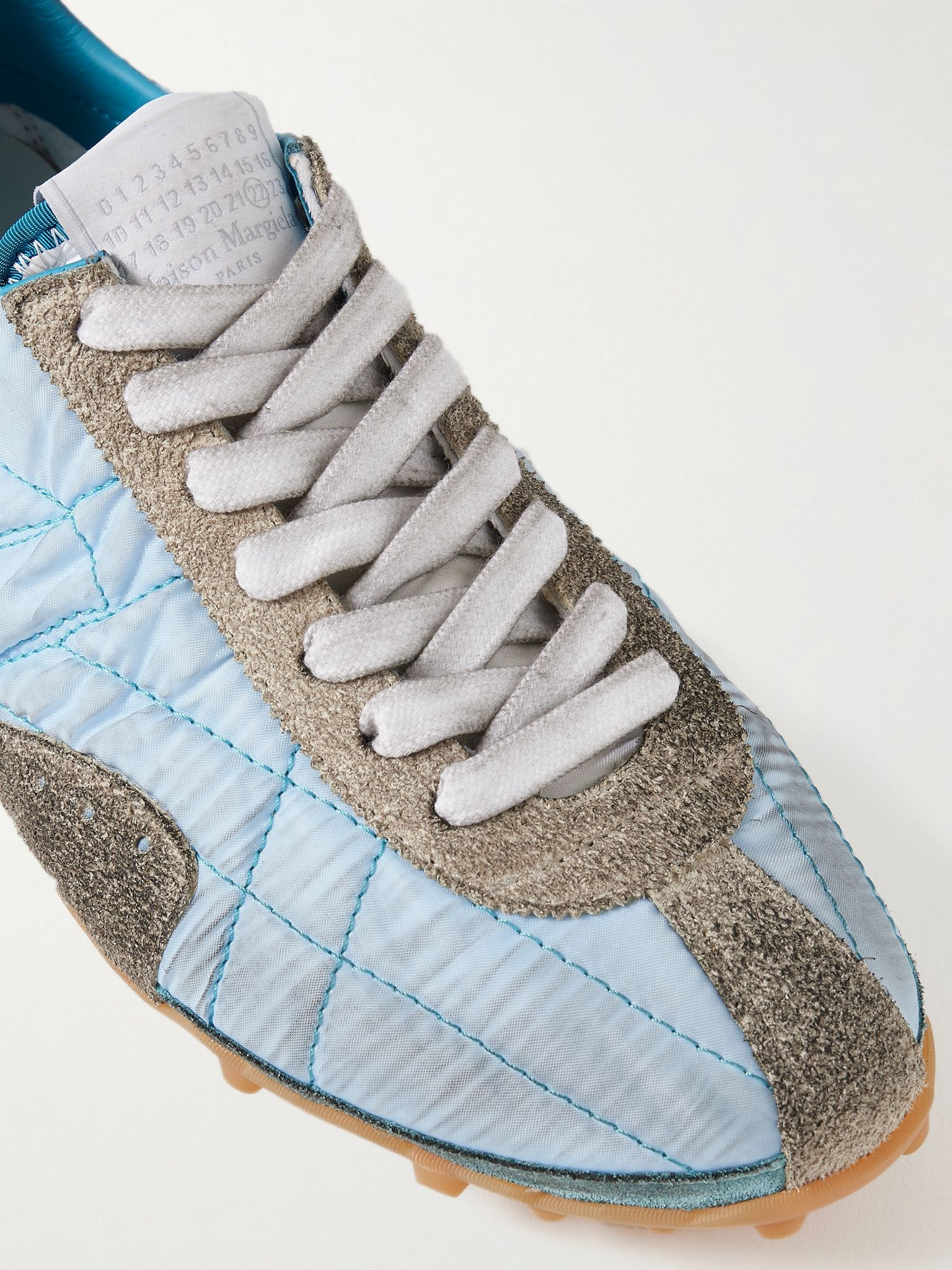Sprinter leather and brushed suede-trimmed shell sneakers Blue - 4