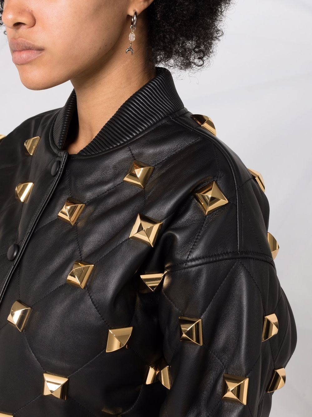 studded quilted bomber jacket - 3