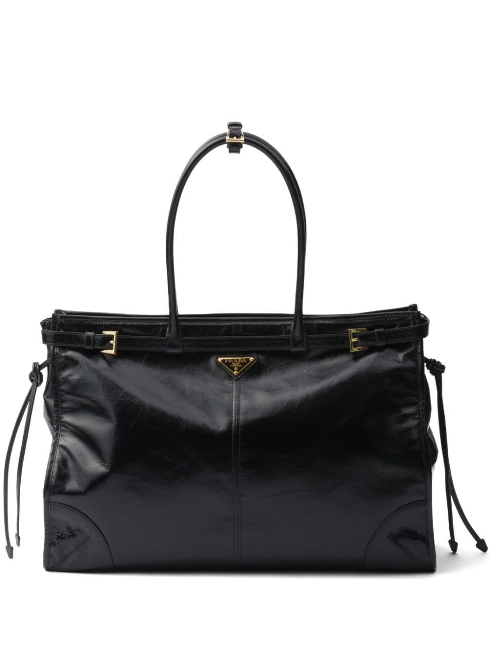 large triangle-logo leather handbag - 1